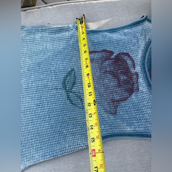 Free People Red Rose Waffle Knit Thermal Tank Top - Picture 7 of 9